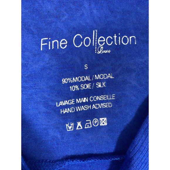 FINE COLLECTION Button Up Womens‎ SZ S Modal Silk Navy Sheer V-Neck Sleeveless - Picture 3 of 5